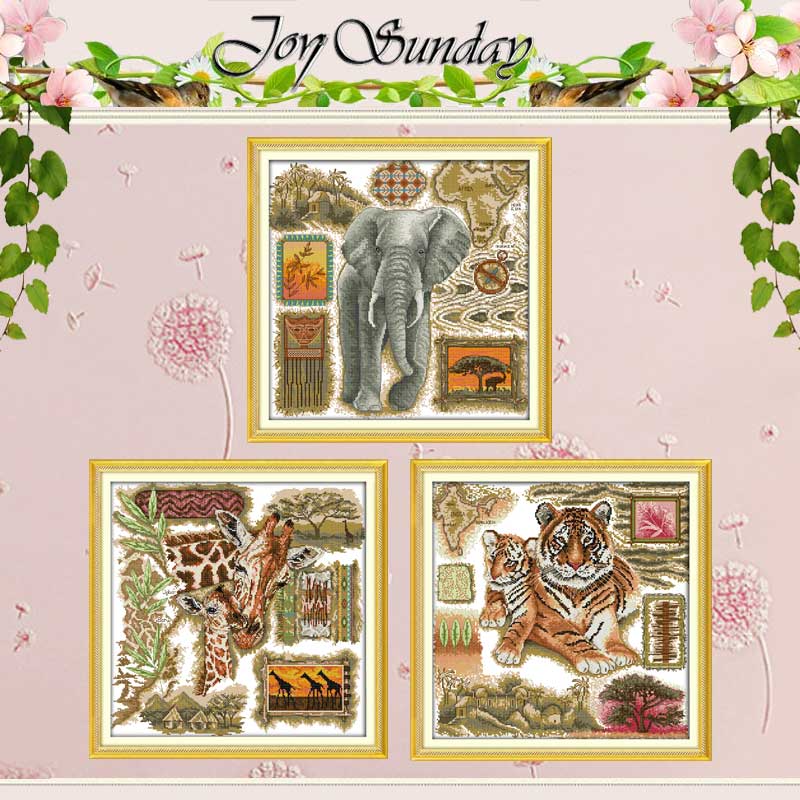 Embroidery Job - Afrika hayvanlar sayılan çapraz dikiş 11