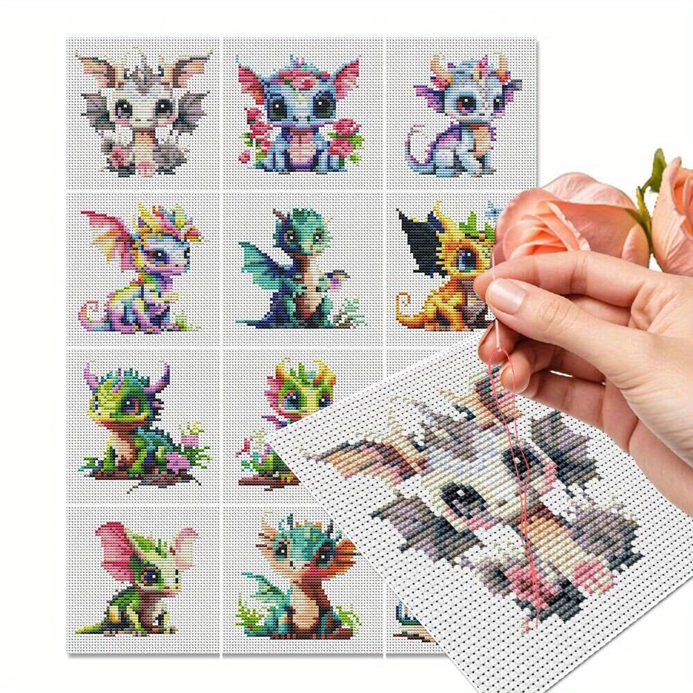 Embroidery Job - 12 adet ejderha çapraz dikiş 11CT