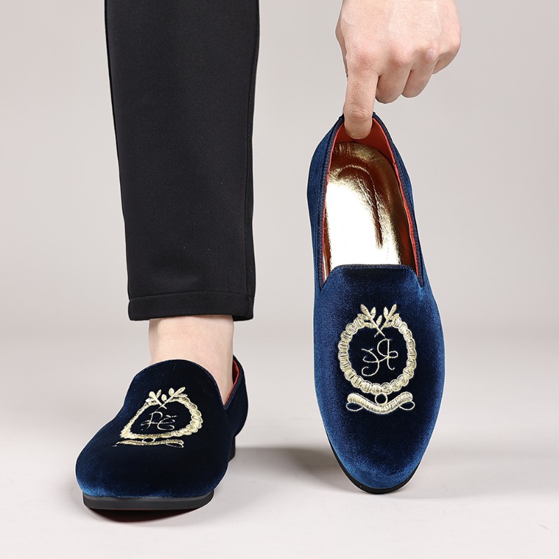 Embroidery Design Free - Lüks Tasarımcı Loafer'lar Süet Deri Nakış