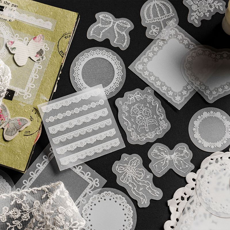 Embroidery Paper - 30 adet/grup Beyaz Yarı Saydam Dantel
