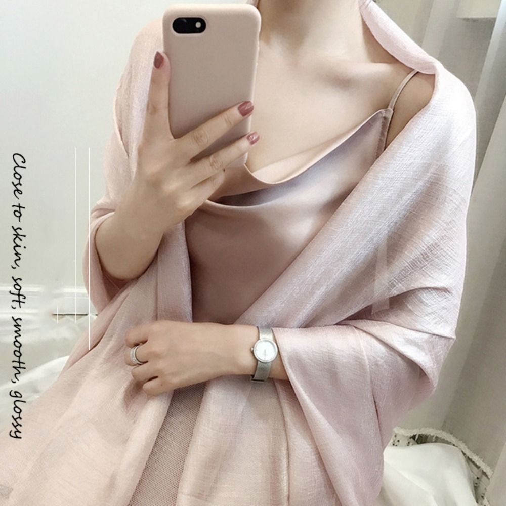 Linen Fabric Natural - Keten kadınlar düz eşarp moda saf