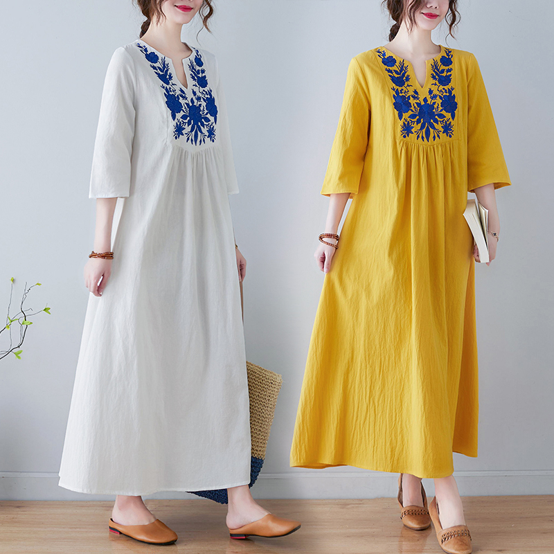 Embroidery Skirt - Yeni Etnik Stil Bol Kesim Derin