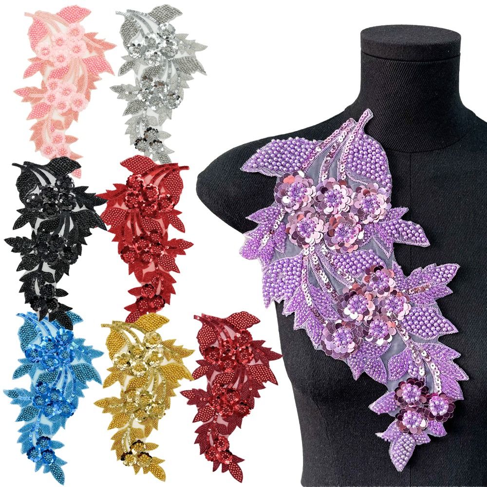 Embroidery Patches - Moda 3D Pul Payetli Çiçek Yamaları