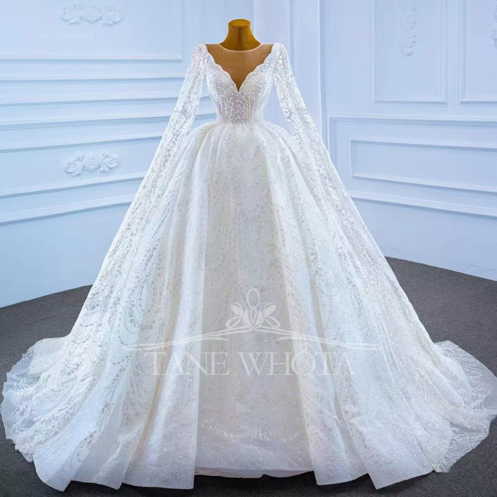 Embroidery Organza - Vesti Casamento 2025, O-Boyun Uzun Kollu