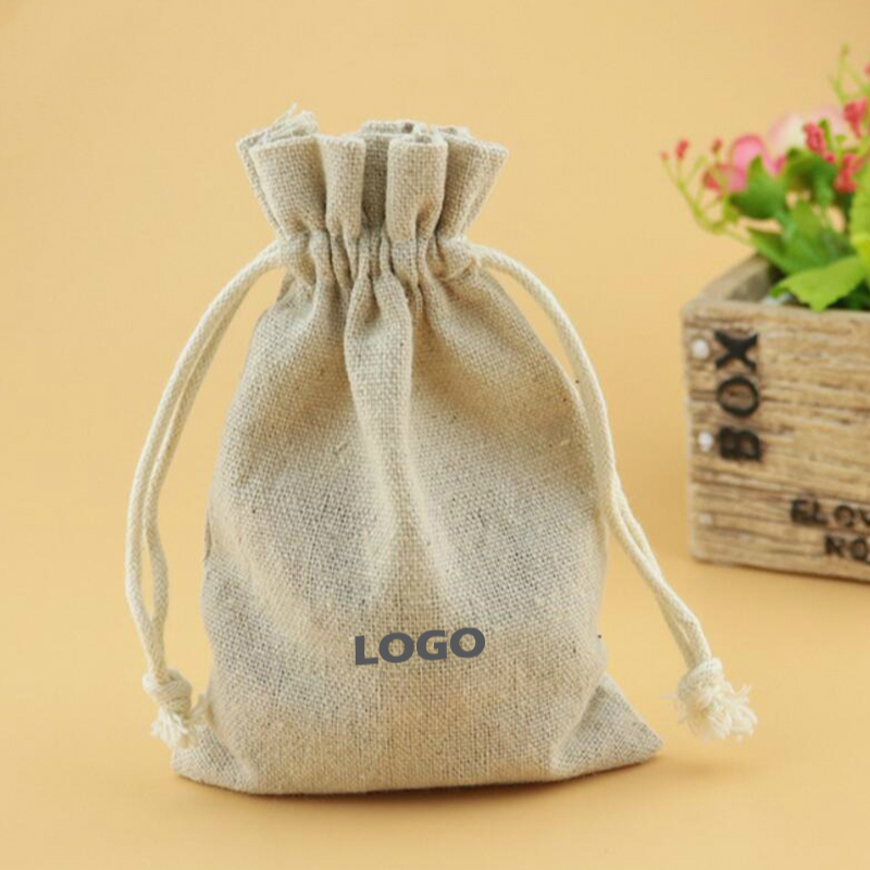 Linen Fabric Natural - 50 adet keten büzgülü çanta takı