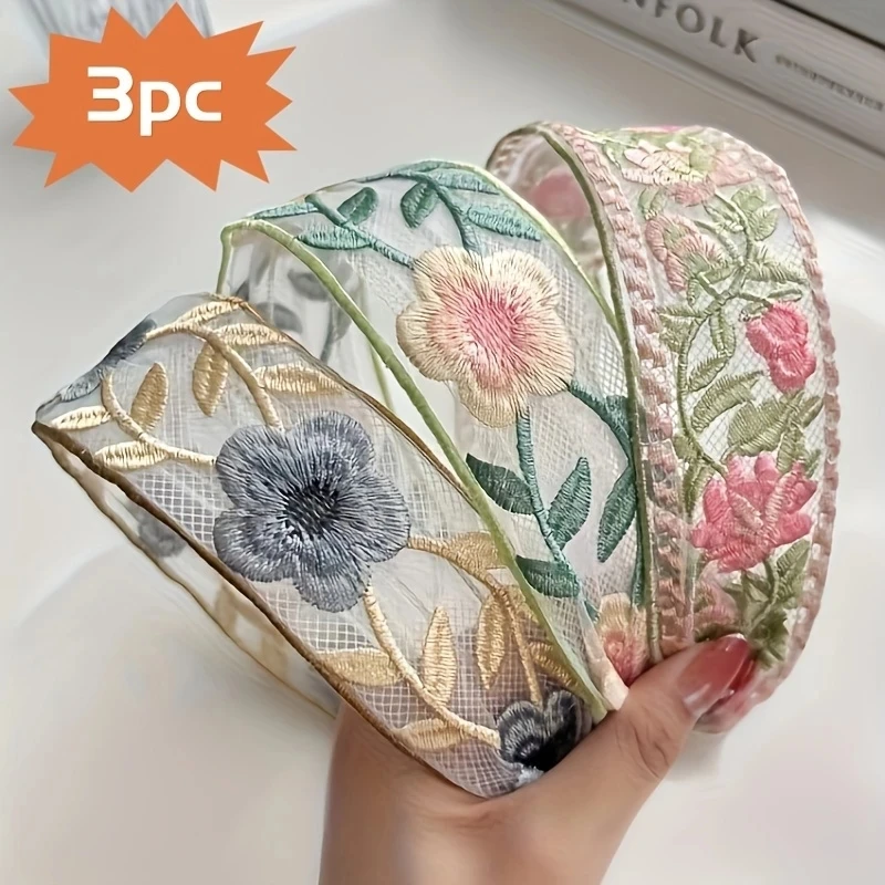 Embroidery Hoop - 1/3 adet Zarif Şifon Nakış Çiçek