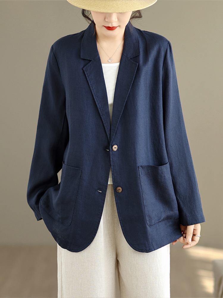 Linen Fabric Natural - Rahat Tarz Pamuklu Keten Uzun Kollu