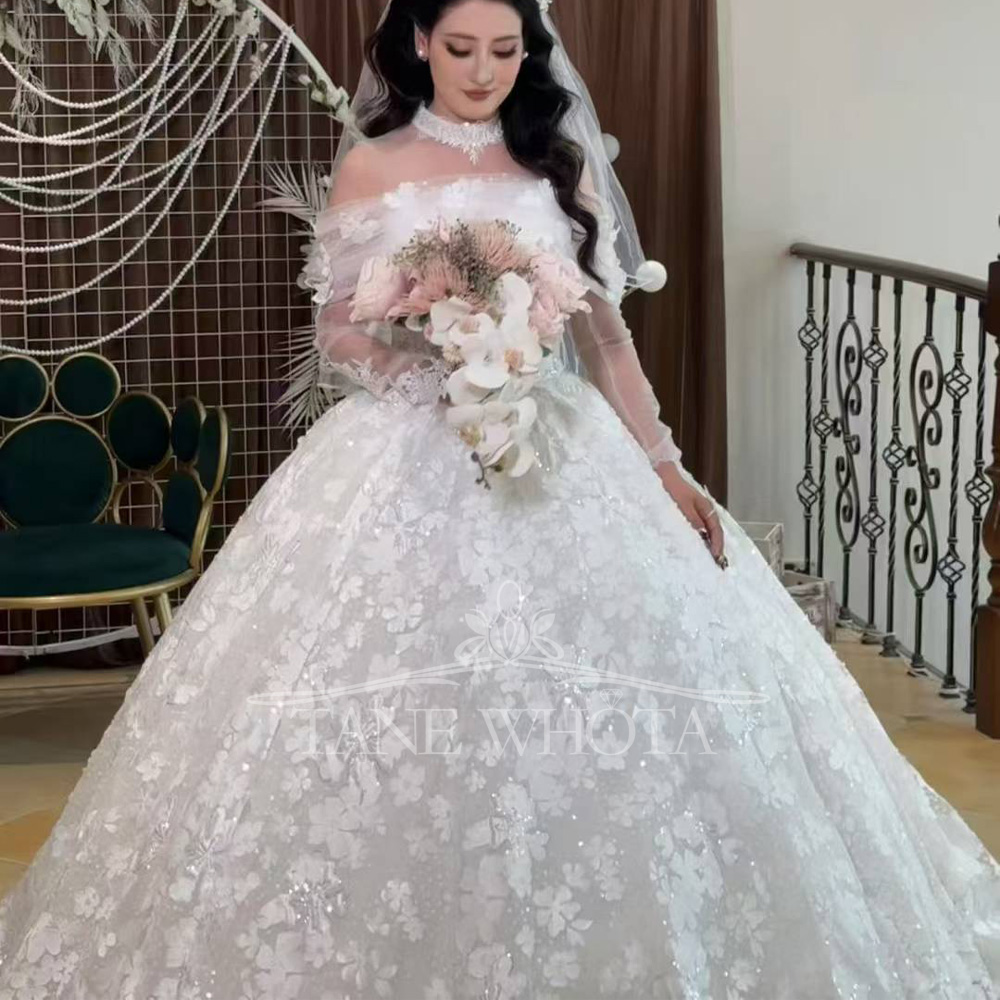 Embroidery Organza - Lüks Payetli Gelinlik 2025 Straplez Off-Omuz