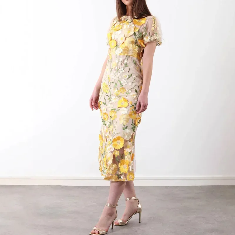 Moda Çiçek İşlemeli Baskı Elbi - Embroidery Zari incelemesi ve fiyatı