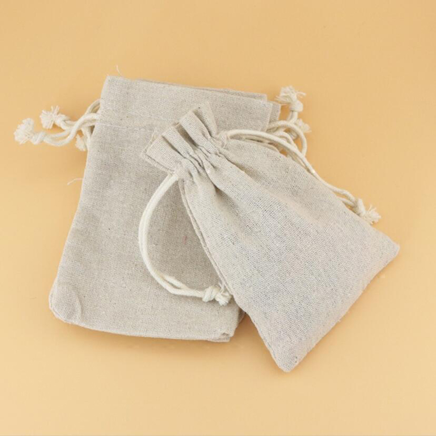 50 adet keten büzgülü çanta ta - Linen Fabric Natural incelemesi ve fiyatı