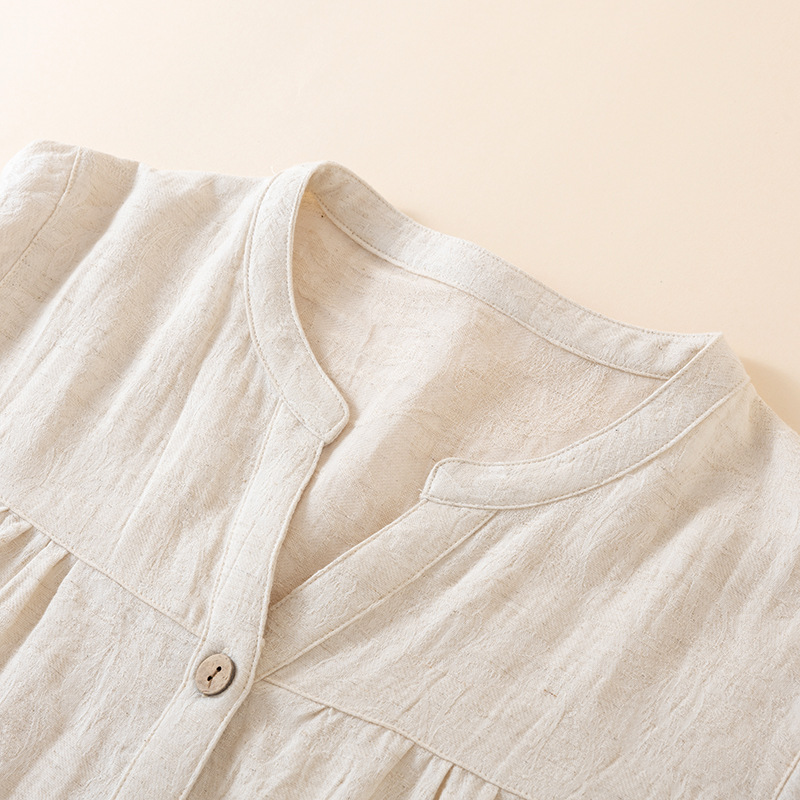 Japon Tarzı Kadın V Yaka Pijam - Linen Fabric Natural incelemesi ve fiyatı